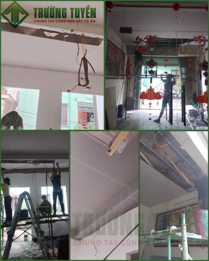 hình ảnh đóng trần thạch cao khi sửa nhà chú Tiến 58 đường C12 quận Tân Bình