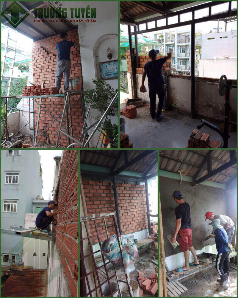 hình ảnh xây và tô trát tường khi sửa nhà chú Tiến 58 đường C12 quận Tân Bình