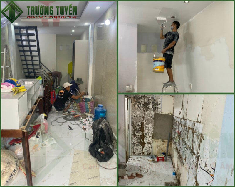 hình ảnh thi công sơn lại tầng trệt nhà Tuyến Nguyễn xí quận Bình Thạnh