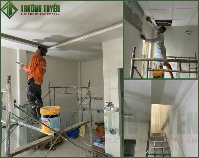 hình ảnh trét bột làm sơn nhà anh quang 362 lê văn lương quận 7